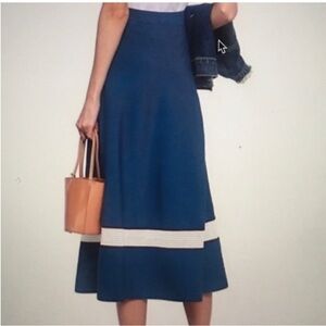 Sandro Paris Size 2 Blue Knit Midi Skirt